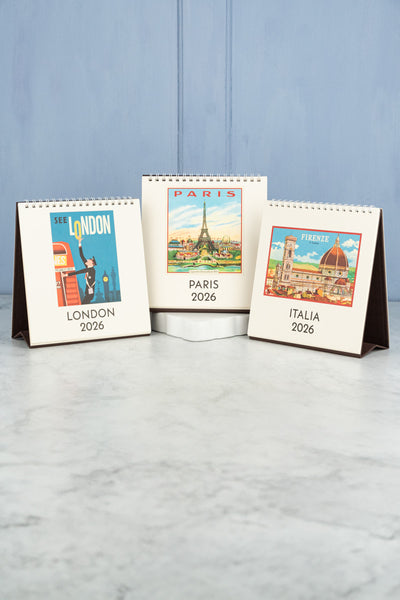 2026 Desk Calendar - Paris, Italy, London