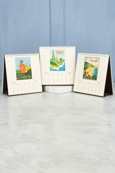 2026 Desk Calendar - Paris, Italy, London