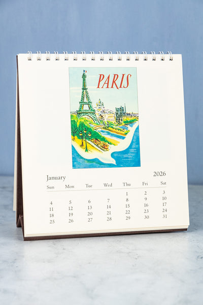 2026 Desk Calendar - Paris, Italy, London