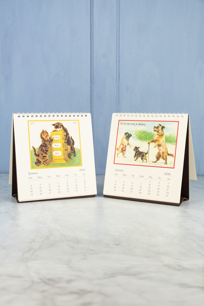 2026 Desk Calendar - Vintage Dogs, Vintage Cats
