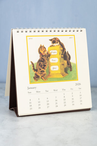 2026 Desk Calendar - Vintage Dogs, Vintage Cats