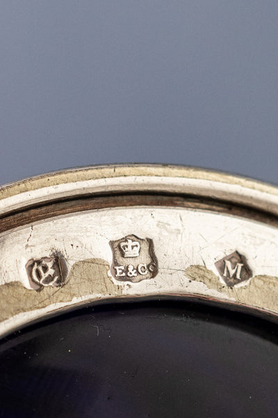 Victorian Silverplate & Blue Glass Mustard Pot