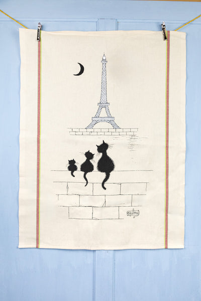 Eiffel Tower Cat Tea Towel