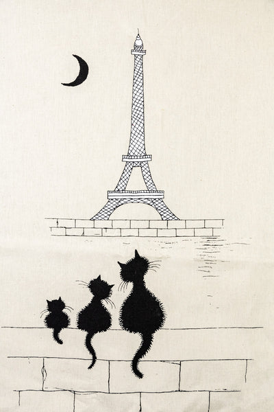 Eiffel Tower Cat Tea Towel