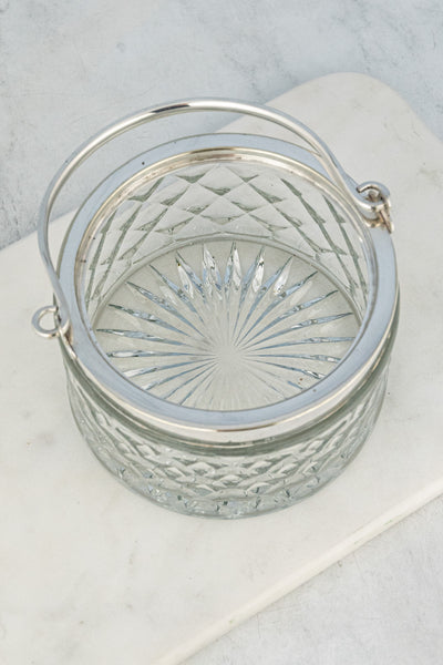 Antique English Silverplate & Cut Glass Demi Biscuit Barrel