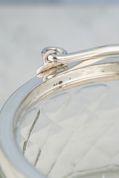 Antique English Silverplate & Cut Glass Demi Biscuit Barrel