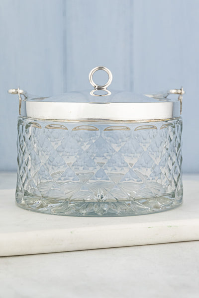Antique English Silverplate & Cut Glass Demi Biscuit Barrel