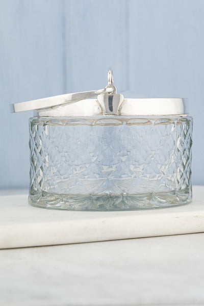Antique English Silverplate & Cut Glass Demi Biscuit Barrel