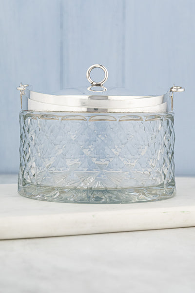 Antique English Silverplate & Cut Glass Demi Biscuit Barrel