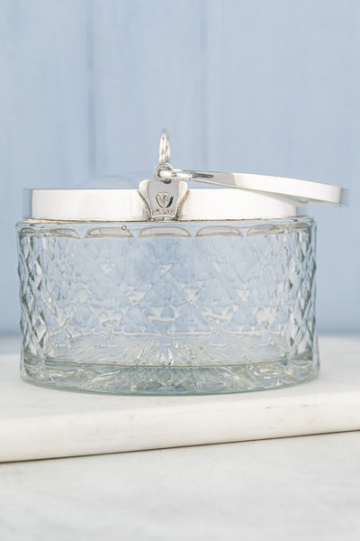 Antique English Silverplate & Cut Glass Demi Biscuit Barrel