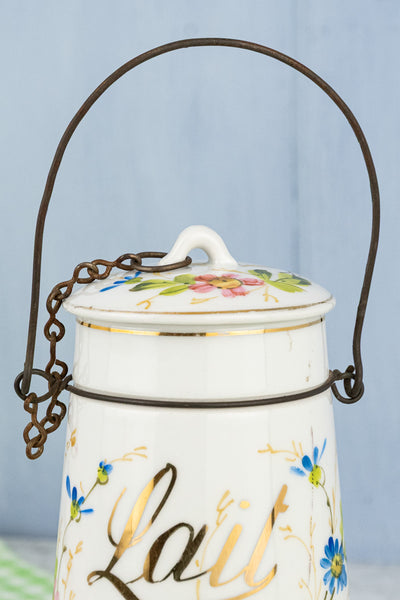Antique French Handpainted 'Lait' Carafe