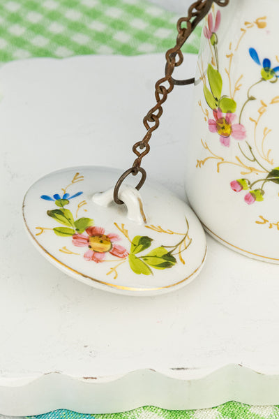 Antique French Handpainted 'Lait' Carafe
