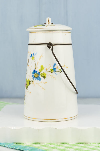 Antique French Handpainted 'Lait' Carafe