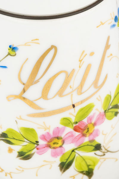 Antique French Handpainted 'Lait' Carafe