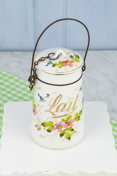 Antique French Handpainted 'Lait' Carafe