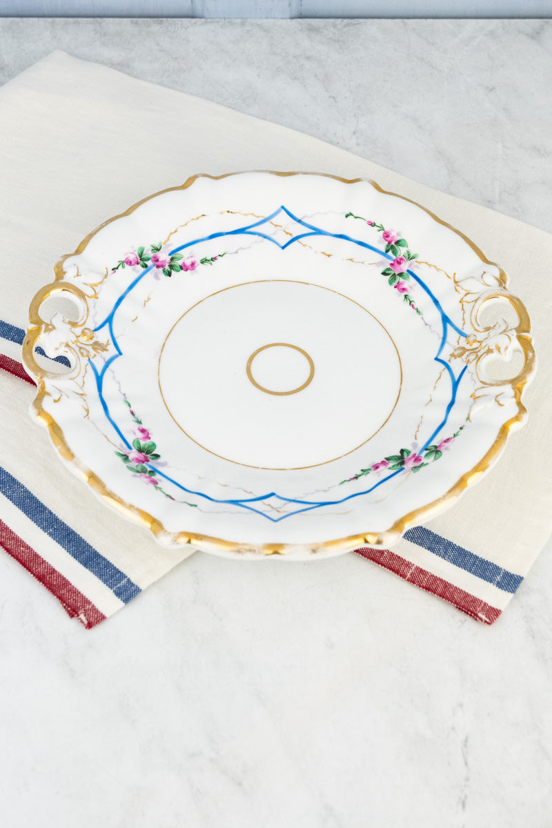 Antique European Fine Porcelain Cake Plate