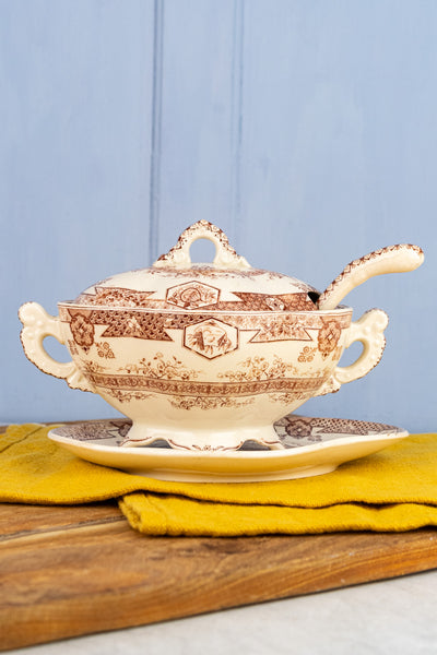 Antique Aesthetic Movement Sauce Tureen with Liner & Ladle