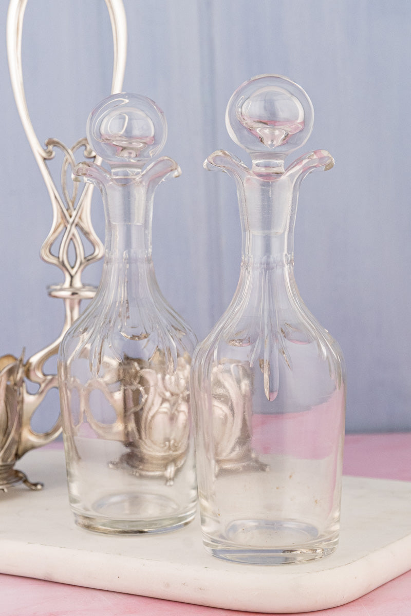 Antique Art Nouveau Silverplate Oil & Vinegar Cruet Set, image 11 of 17