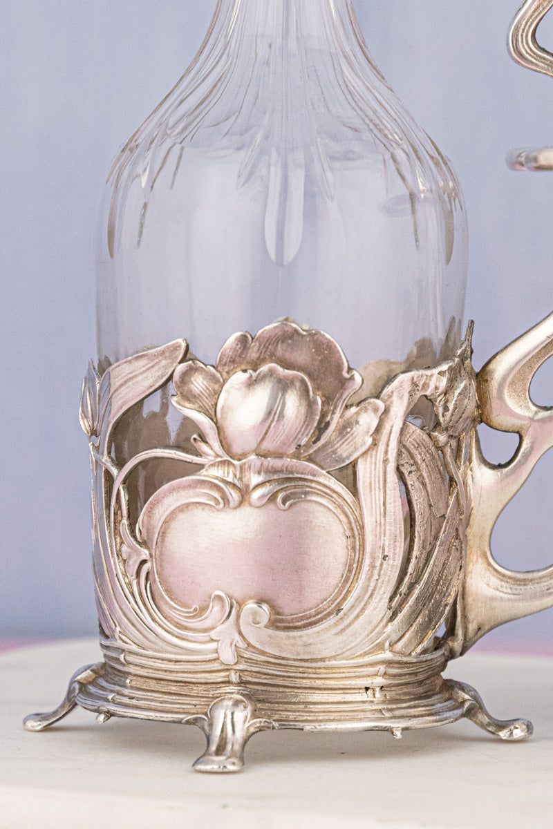Antique Art Nouveau Silverplate Oil & Vinegar Cruet Set, image 6 of 17