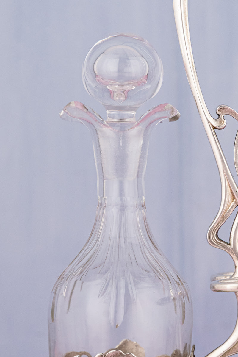 Antique Art Nouveau Silverplate Oil & Vinegar Cruet Set, image 8 of 17
