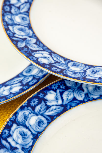 Antique English Beauty Roses Luncheon Plates - Set of 4