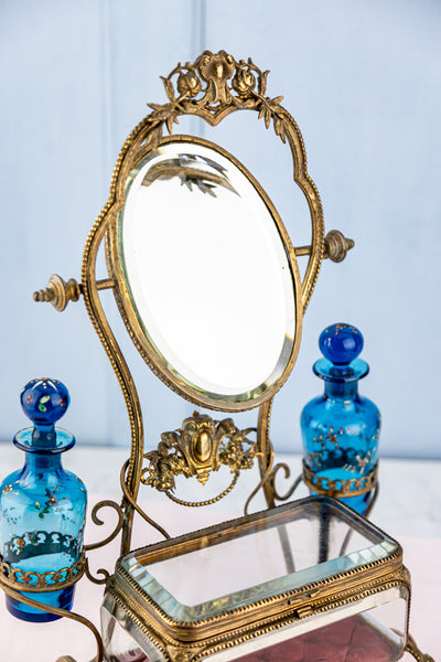 Antique Belle Époque French Jewelry Box Dressing Table Set