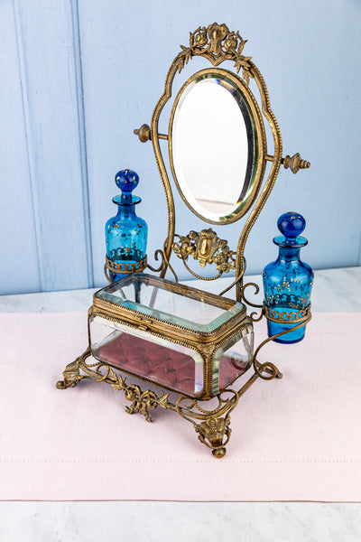 Antique Belle Époque French Jewelry Box Dressing Table Set