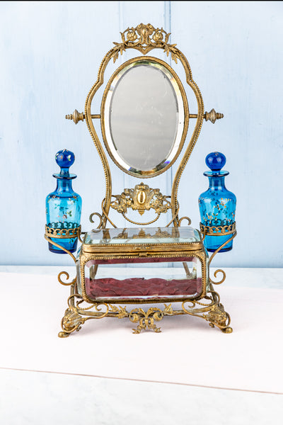 Antique Belle Époque French Jewelry Box Dressing Table Set