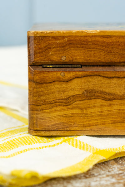 Antique Belle Époque Souvenir Wooden Jewelry Box - Vichy