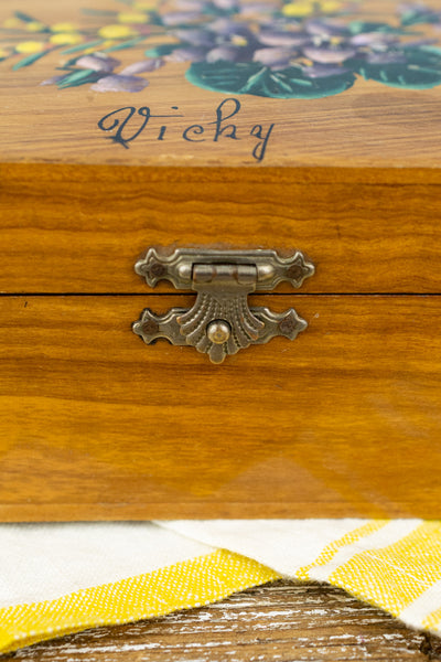 Antique Belle Époque Souvenir Wooden Jewelry Box - Vichy