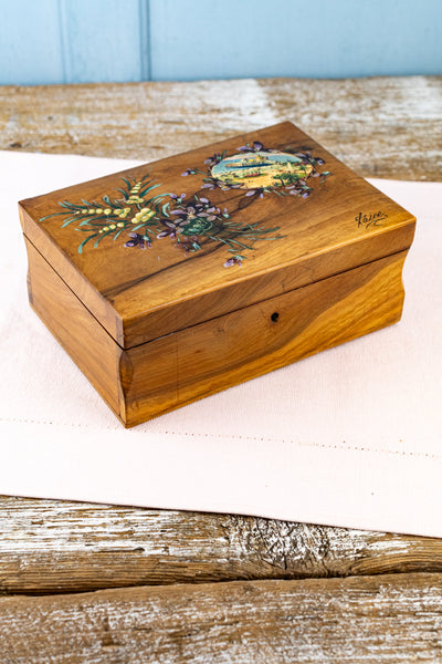 Antique Belle Époque Wooden Souvenir Keepsake Box - Nice