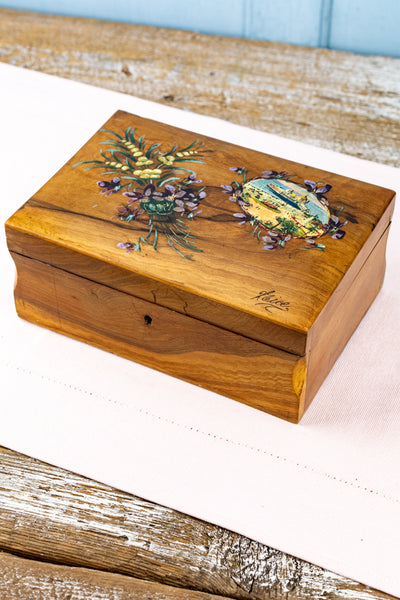 Antique Belle Époque Wooden Souvenir Keepsake Box - Nice