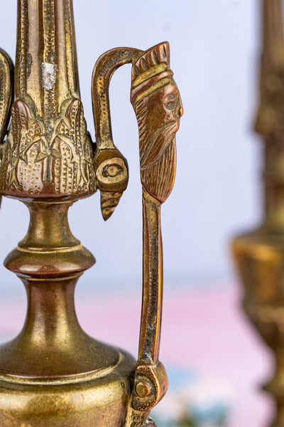 Antique Brass Candlestick Pair