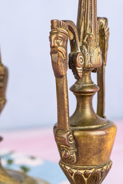 Antique Brass Candlestick Pair