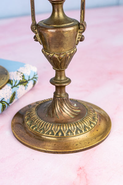 Antique Brass Candlestick Pair