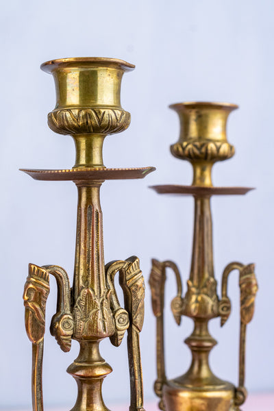 Antique Brass Candlestick Pair