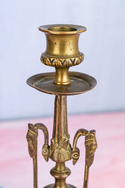 Antique Brass Candlestick Pair