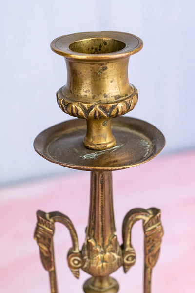 Antique Brass Candlestick Pair