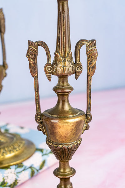 Antique Brass Candlestick Pair