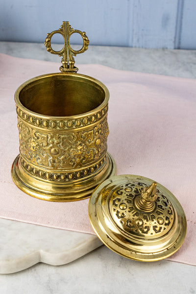Antique Brass String Holder with Shears
