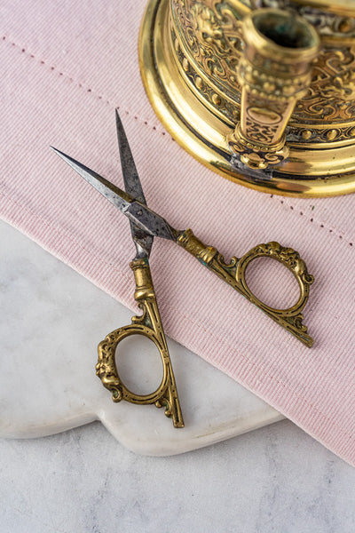 Antique Brass String Holder with Shears