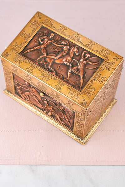 Antique British Museum Brass & Copper Parthenon Frieze Letter Box