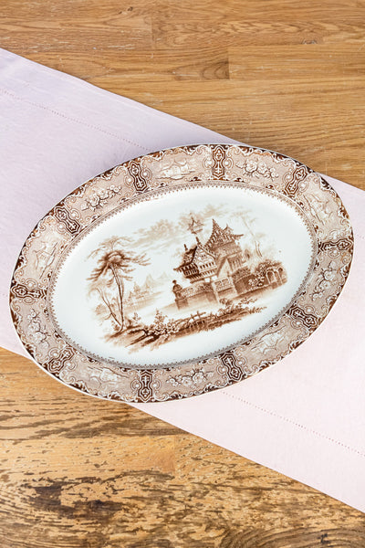 Antique Brown Transfersware Platter
