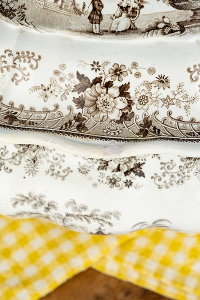 Antique Brown Transferware Tureen