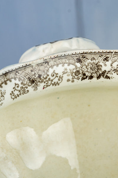 Antique Brown Transferware Tureen
