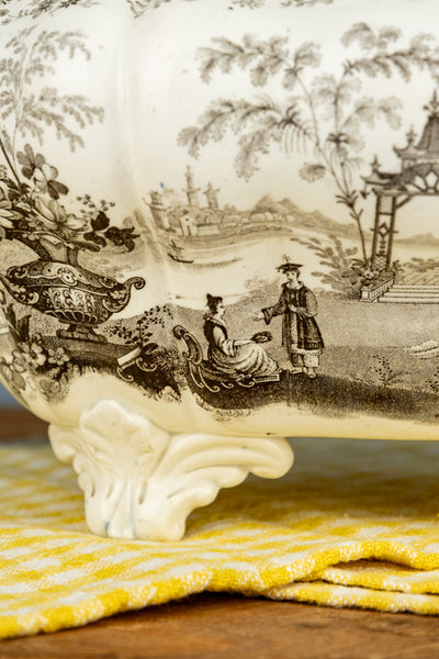 Antique Brown Transferware Tureen