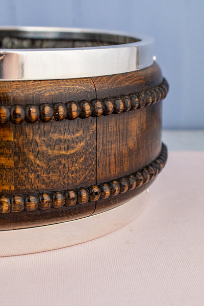 Antique Carved Oak and Silverplate Centerpiece Bowl