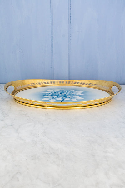 Antique Ceramic & Brass Tray