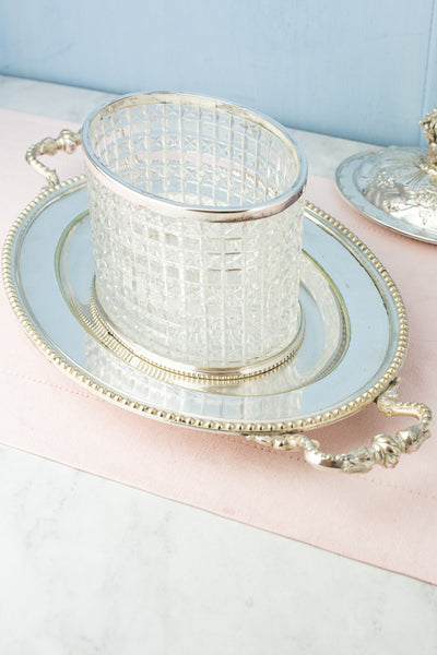 Antique Cut Crystal and Silverplate Biscuit Box