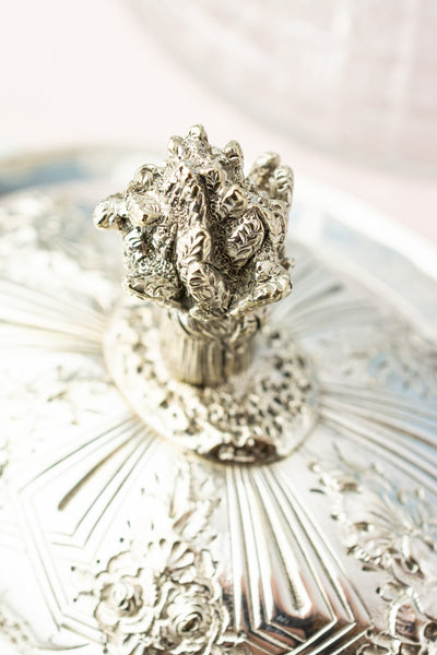 Antique Cut Crystal and Silverplate Biscuit Box